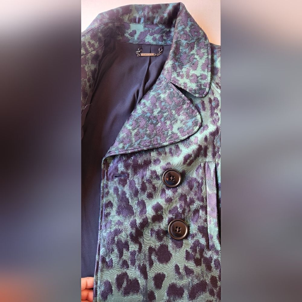 Elie Tahari Edna Leopard-Print Lacquard Green Multi Jacket Size Small - Picture 11 of 15